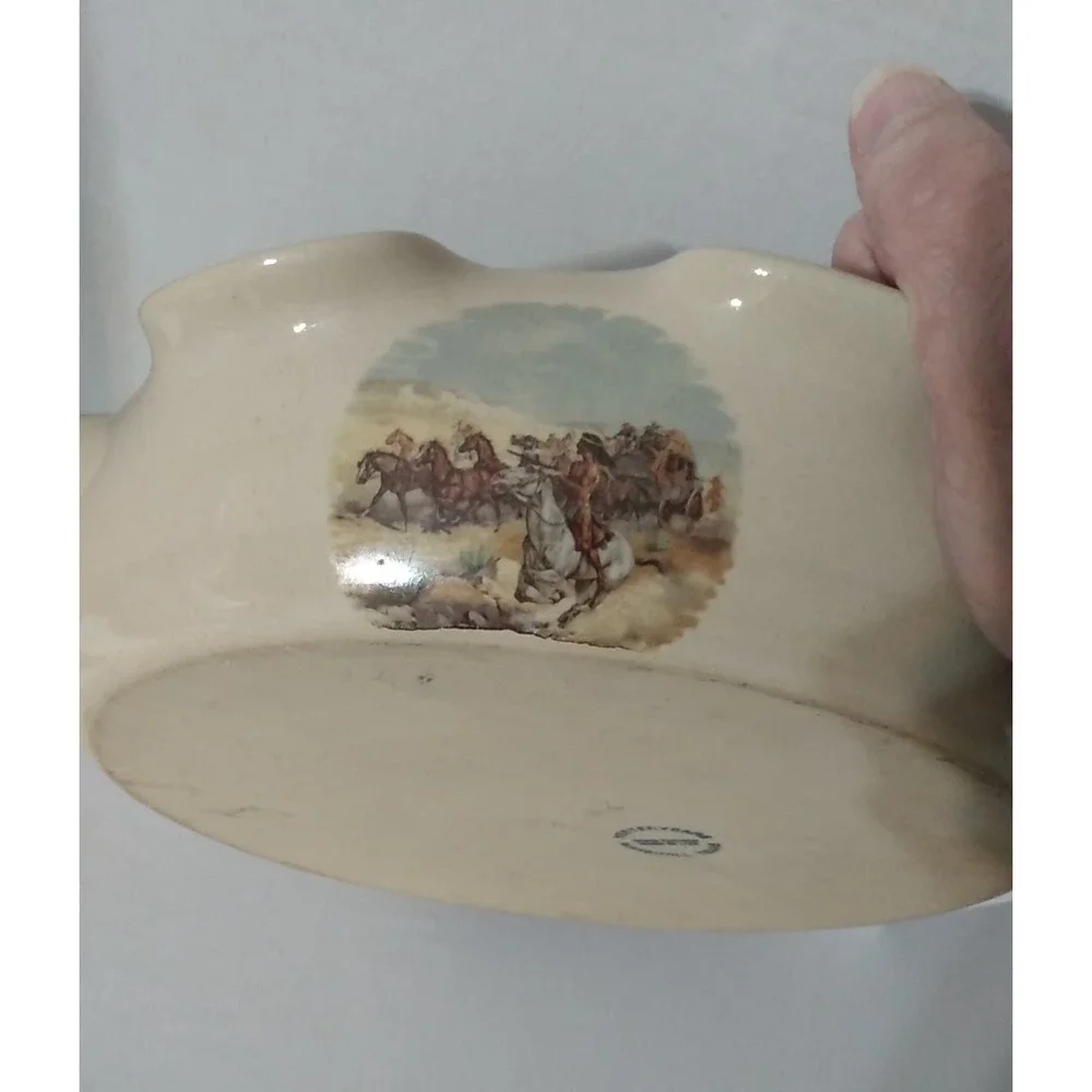 Old West Stagecoach Baking Dish Marshall TX Charles Russell VTG Yesteryears